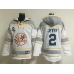 Men's New York Yankees #2 Derek Jeter White Hoodie