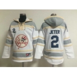 Men's New York Yankees #2 Derek Jeter White Hoodie