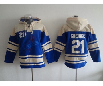 Men's Los Angeles Dodgers #21 Zack Greinke Blue Alternate MLB Hoodie