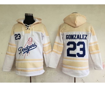 Men's Los Angeles Dodgers #23 Adrian Gonzalez White Baseball MLB Hoodie