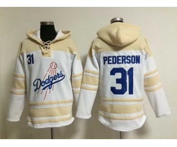 Men's Los Angeles Dodgers #31 Joc Pederson Home White Hoodie