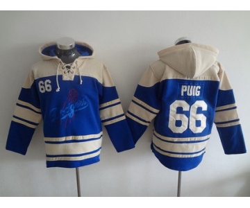 Men's Los Angeles Dodgers #66 Yasiel Puig Blue Alternate MLB Hoodie