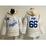 Men's Los Angeles Dodgers #66 Yasiel Puig Home White Hoodie