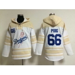 Men's Los Angeles Dodgers #66 Yasiel Puig Home White Hoodie