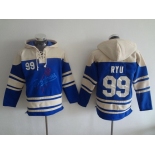 Men's Los Angeles Dodgers #99 Hyun-Jin Ryu Blue Alternate MLB Hoodie