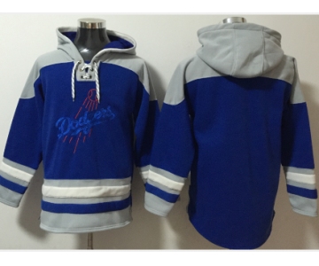 Men's Los Angeles Dodgers Blank Blue Ageless Must Have Lace Up Pullover Hoodie