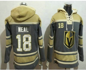 Men's Vegas Golden Knights #18 James Neal Gray Stitched NHL Old Time Hockey Pullover Hoodie