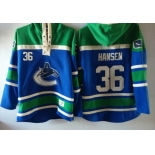 Old Time Hockey Vancouver Canucks #36 Jannik Hansen Blue Hoodie