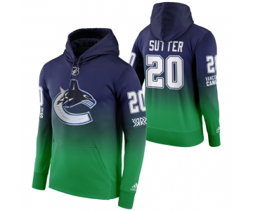 Vancouver Canucks #20 Brandon Sutter Adidas Reverse Retro Pullover Hoodie Green