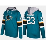 Adidas San Jose Sharks 23 Barclay Goodrow Name And Number Teal Hoodie