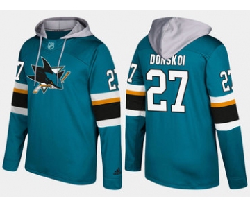 Adidas San Jose Sharks 27 Joonas Donskoi Name And Number Teal Hoodie