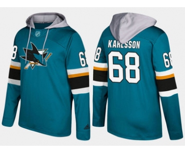 Adidas San Jose Sharks 68 Melker Karlsson Name And Number Teal Hoodie