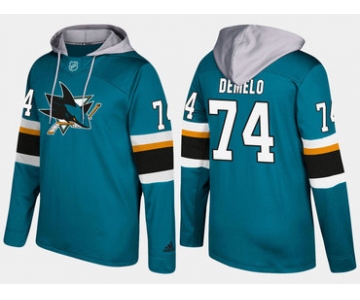 Adidas San Jose Sharks 74 Dylan Demelo Name And Number Teal Hoodie