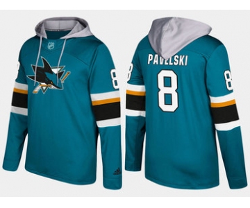 Adidas San Jose Sharks 8 Joe Pavelski Name And Number Teal Hoodie