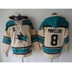 Men's San Jose Sharks #8 Joe Pavelski Old Time Hockey Cream Hoodie