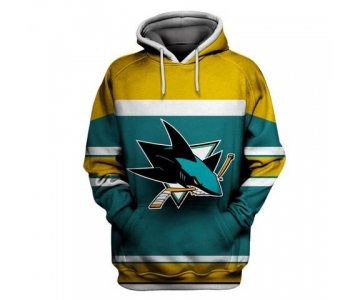 Men's San Jose Sharks Green All Stitched Hooded Sweatshirt