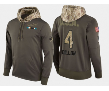 Nike San Jose Sharks 4 Brenden Dillon Olive Salute To Service Pullover Hoodie
