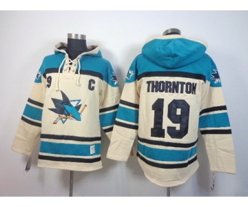 Old Time Hockey San Jose Sharks #19 Joe Thornton Cream Hoodie