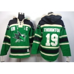 Old Time Hockey San Jose Sharks #19 Joe Thornton Green Hoodie