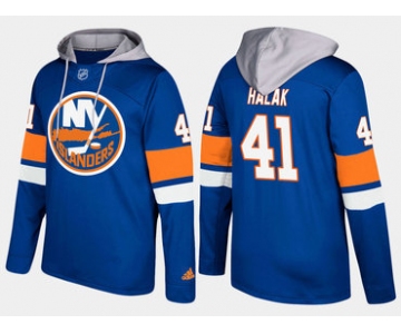 Adidas New York Islanders 41 Jaroslav Halak Name And Number Blue Hoodie