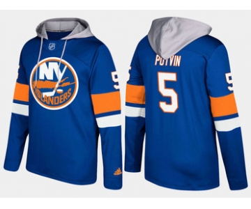 Adidas New York Islanders 5 Denis Potvin Retired Blue Name And Number Hoodie