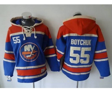 Men's New York Islanders #55 Johnny Boychuk Old Time Hockey Light Blue Hoodie