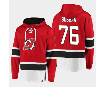 Men's New Jersey Devils #76 P.K. Subban Red Ageless Must-Have Lace-Up Pullover Hoodie