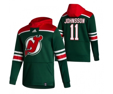New Jersey Devils #11 Andreas Johnsson Adidas Reverse Retro Pullover Hoodie Green