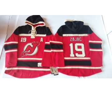 Old Time Hockey New Jersey Devils #19 Travis Zajac Red With Black Hoodie