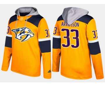 Adidas Nashville Predators 33 Viktor Arvidsson Name And Number Yellow Hoodie