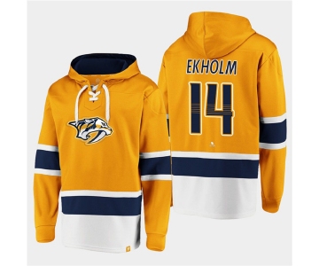 Men's Nashville Predators #14 Mattias Ekholm Gold Ageless Must-Have Lace-Up Pullover Hoodie