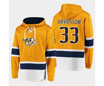 Men's Nashville Predators #33 David Rittich Gold Ageless Must-Have Lace-Up Pullover Hoodie