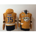 Men's Nashville Predators #35 Pekka Rinne NEW Yellow Pocket Stitched NHL Old Time Hockey Hoodie