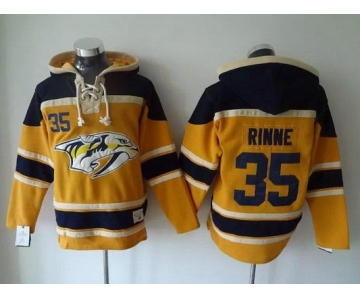 Men's Nashville Predators #35 Pekka Rinne Old Time Hockey Yellow Hoodie