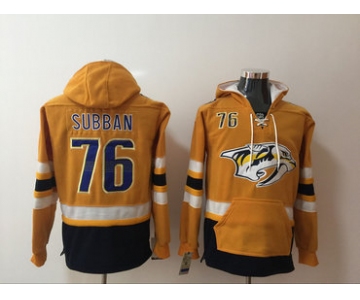 Men's Nashville Predators #76 P. K. Subban NEW Yellow Pocket Stitched NHL Old Time Hockey Hoodie