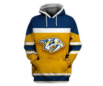 Men's Nashville Predators Gold All Stitched Hooded Sweatshirt