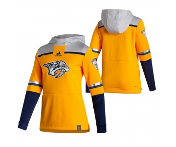 Nashville Predators Blank Adidas Reverse Retro Pullover Hoodie Gold
