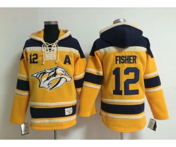Old Time Hockey Nashville Predators #12 Mike Fisher Yellow Hoodie