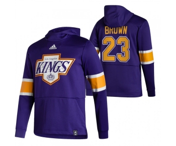 Los Angeles Kings #23 Dustin Brown Adidas Reverse Retro Pullover Hoodie Purple