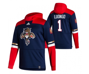 Florida Panthers #1 Roberto Luongo Adidas Reverse Retro Pullover Hoodie Navy
