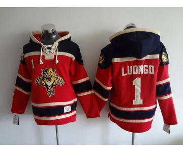 Men's Florida Panthers #1 Roberto Luongo Old Time Hockey Red Hoodie
