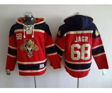 Men's Florida Panthers #68 Jaromir Jagr Old Time Hockey Red Hoodie