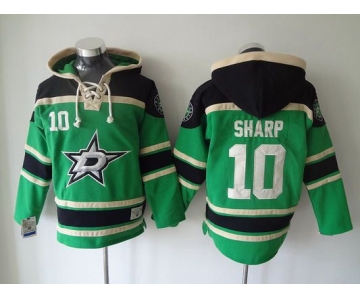 Men's Dallas Stars #10 Patrick Sharp Old Time Hockey Green Hoodie