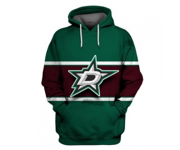 Men's Dallas Stars Green Wine All Stitched Hooded Sweatshirt