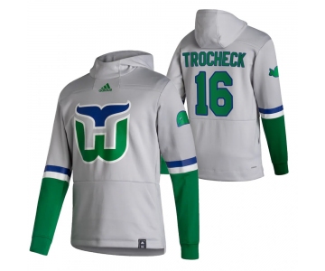 Carolina Hurricanes #16 Vincent Trocheck Adidas Reverse Retro Pullover Hoodie Gray