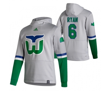 Carolina Hurricanes #6 Joakim Ryan Adidas Reverse Retro Pullover Hoodie Gray