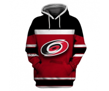 Men's Carolina Hurricanes Red Black All Stitched Hooded Sweatshirt