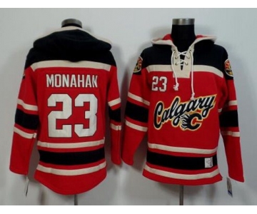 Men's Calgary Flames #23 Sean Monahan Old Time Hockey 2015 Red Hoodie