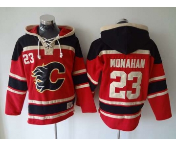 Men's Calgary Flames #23 Sean Monahan Old Time Hockey Red Hoodie