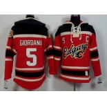 Men's Calgary Flames #5 Mark Giordano Old Time Hockey 2015 Red Hoodie